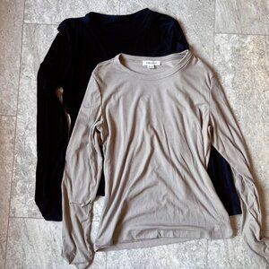 2 Pack Basic Long Sleeve Stretch | Ladies XL Cream & Black